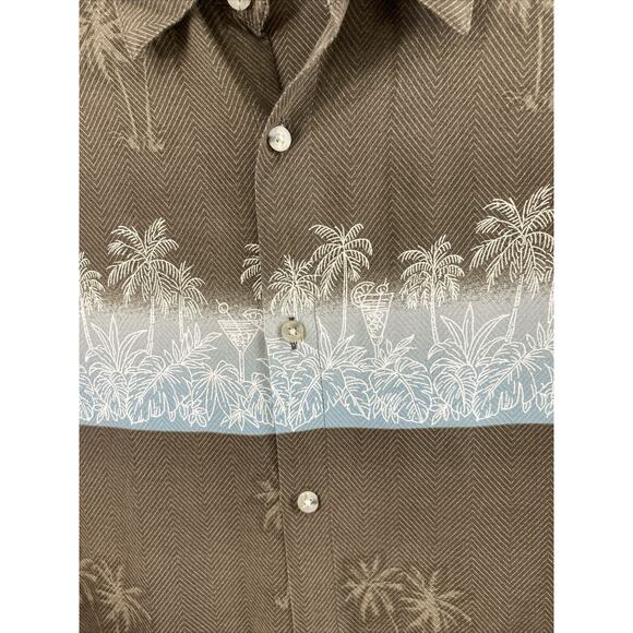 Campia Moda Shirt Mens Large Hawaiian Palm Trees Short Sleeve Button Down Rayon - Picture 3 of 13